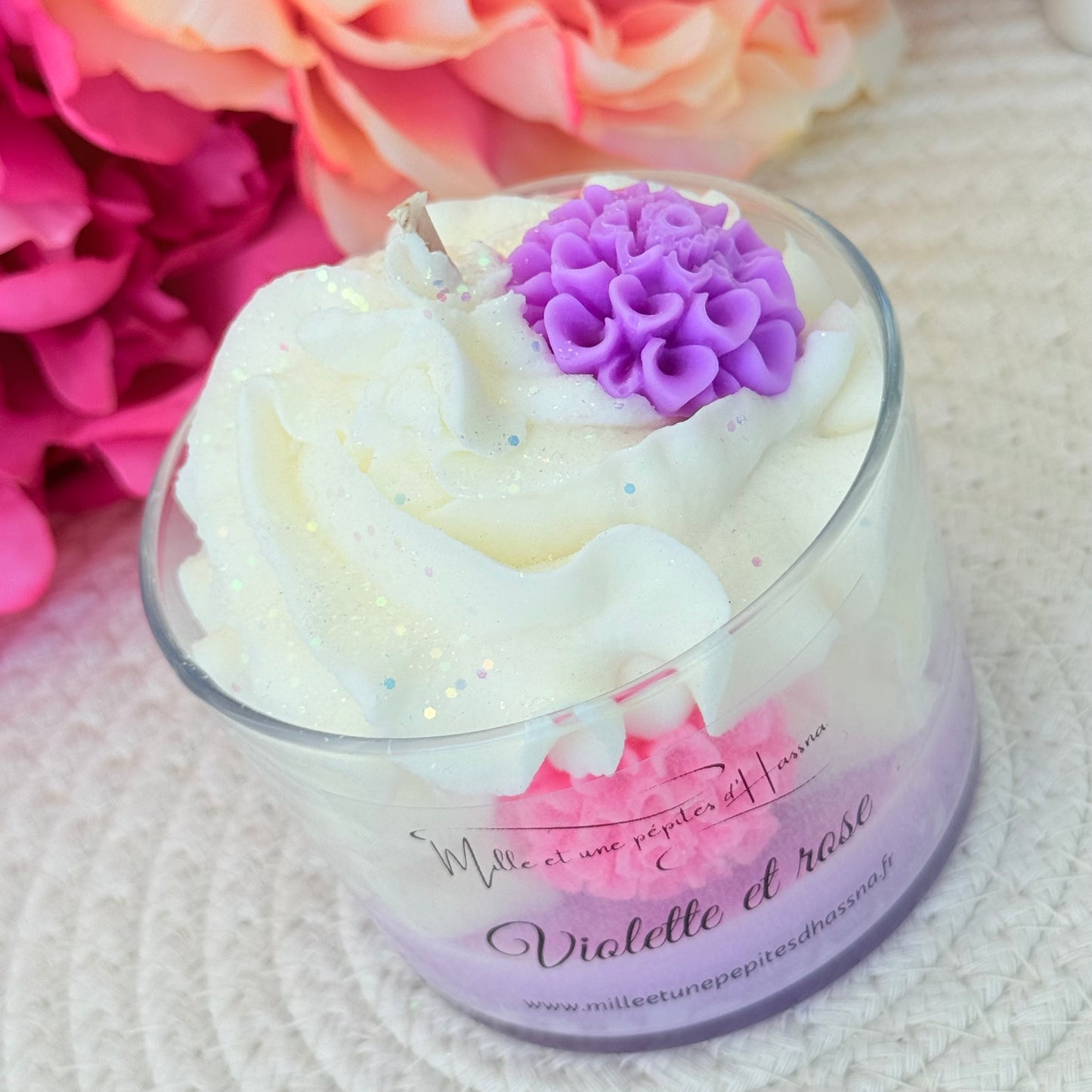 Bougie violette et rose