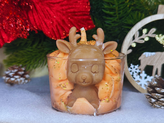 Bougie renne orange de Noël
